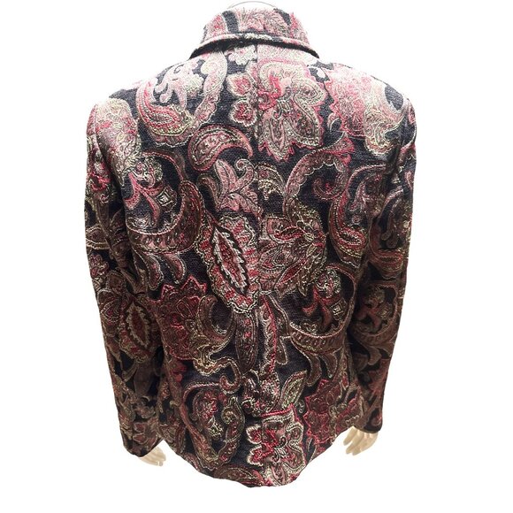 Christopher & Banks Vintage Zip Front Paisley Jacket Size M w Shoulder Pads - Picture 3 of 9